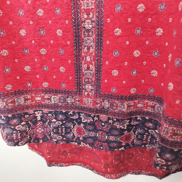 Lucky Brand Tee Shirt Boho Floral Linen Blend - Picture 4 of 10